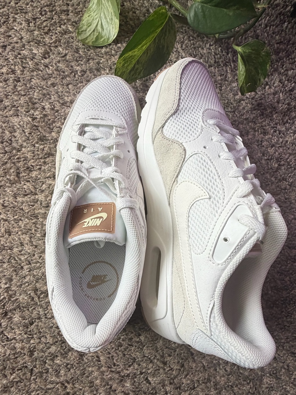 Nike Women’s White & Cream Mesh Suede Athletic Sneakers